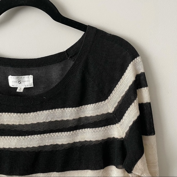 Lou & Grey Black Cream Striped 3/4 Sleeve Knit Top - Picture 4 of 6